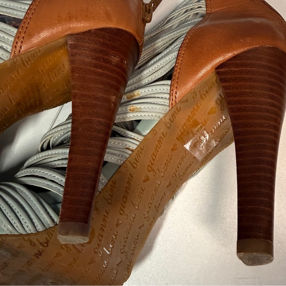 Gianni Bini Women's Strappy Heels Muted Teal and Brown - Picture 7 of 12